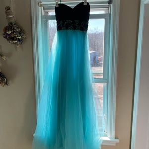 Blue and black prom dress